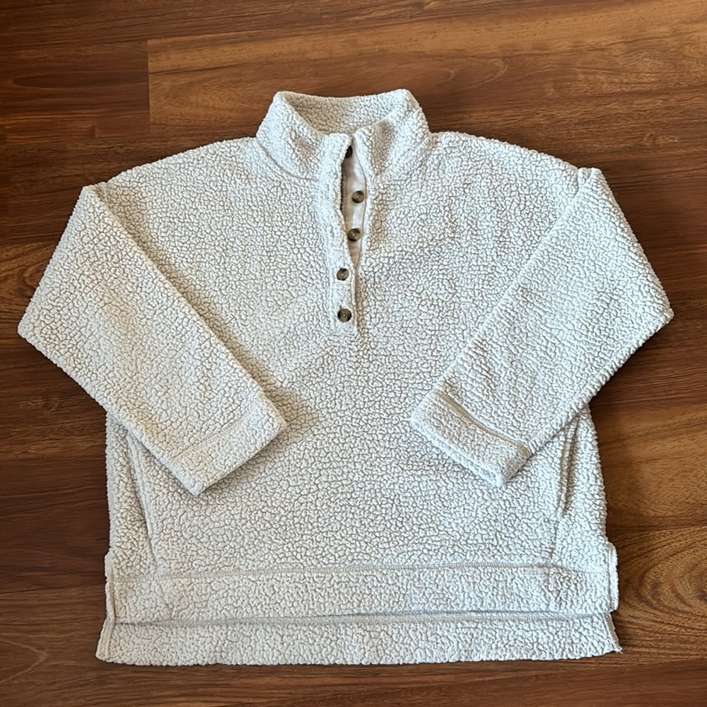 Aerie Ivory Cloud Sherpa Fleece Pullover Size Medium Loungewear Active